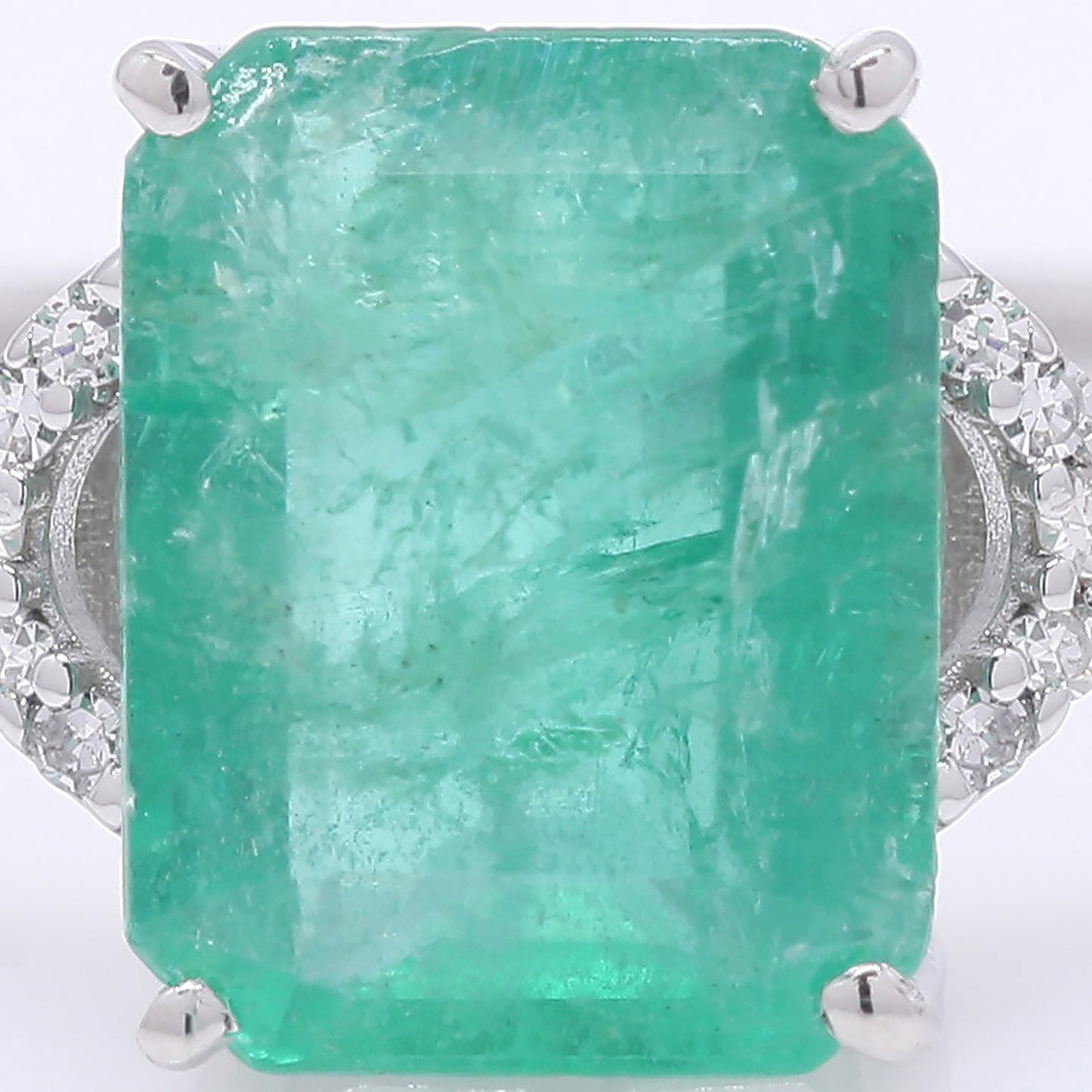 2.06 Ct Octagon Step Cut Natural Emerald 950 Platinum Ring