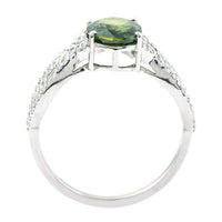 2.29 Ct Oval Mixed Cut Natural Green Sapphire 950 Platinum Ring