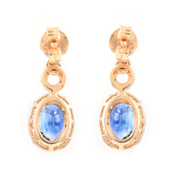 2.94 Ct Oval Mixed Cut Natural Sapphire 14K Gold Earrings