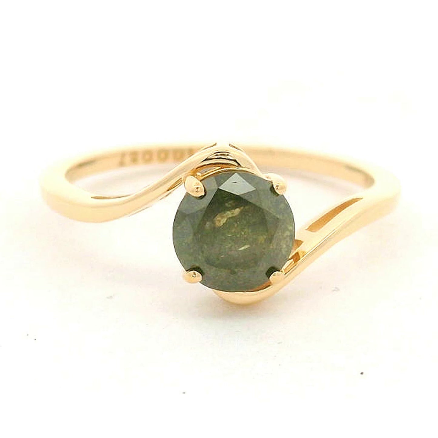 0.92 Ct Round Green Diamond 14K Gold Ring