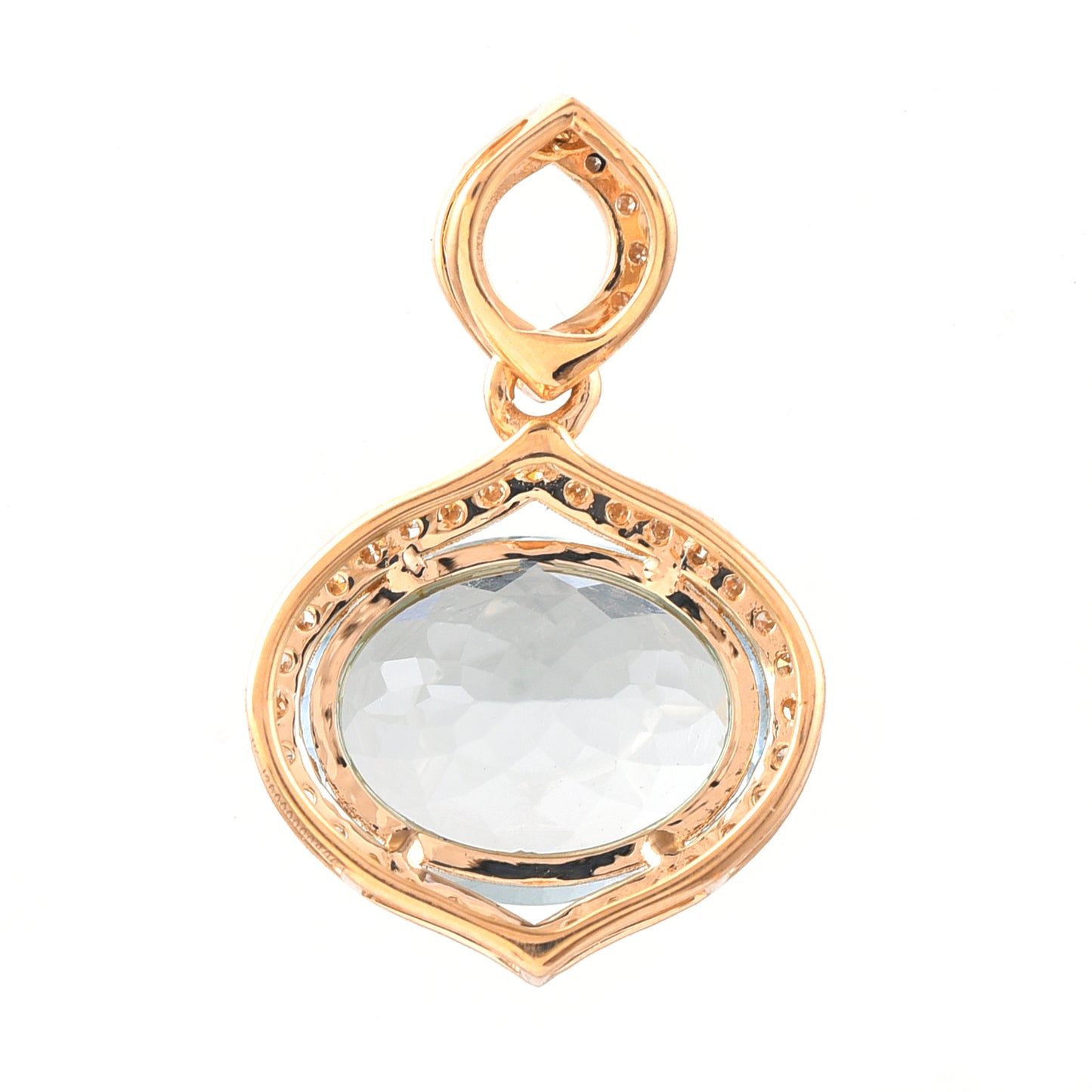 2.39 Ct Oval Mixed Cut Natural Aquamarine 14K Gold Pendant