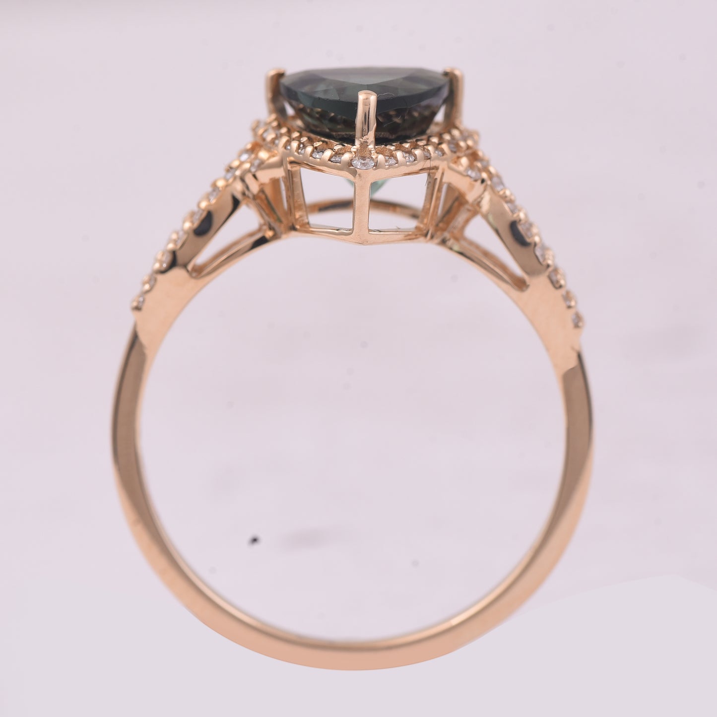 1.49 Ct Triangle Mixed Cut Natural Green Tourmaline 14K Gold Ring