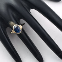 2.46 Ct Oval Mixed Cut Natural Sapphire 14K Gold Ring