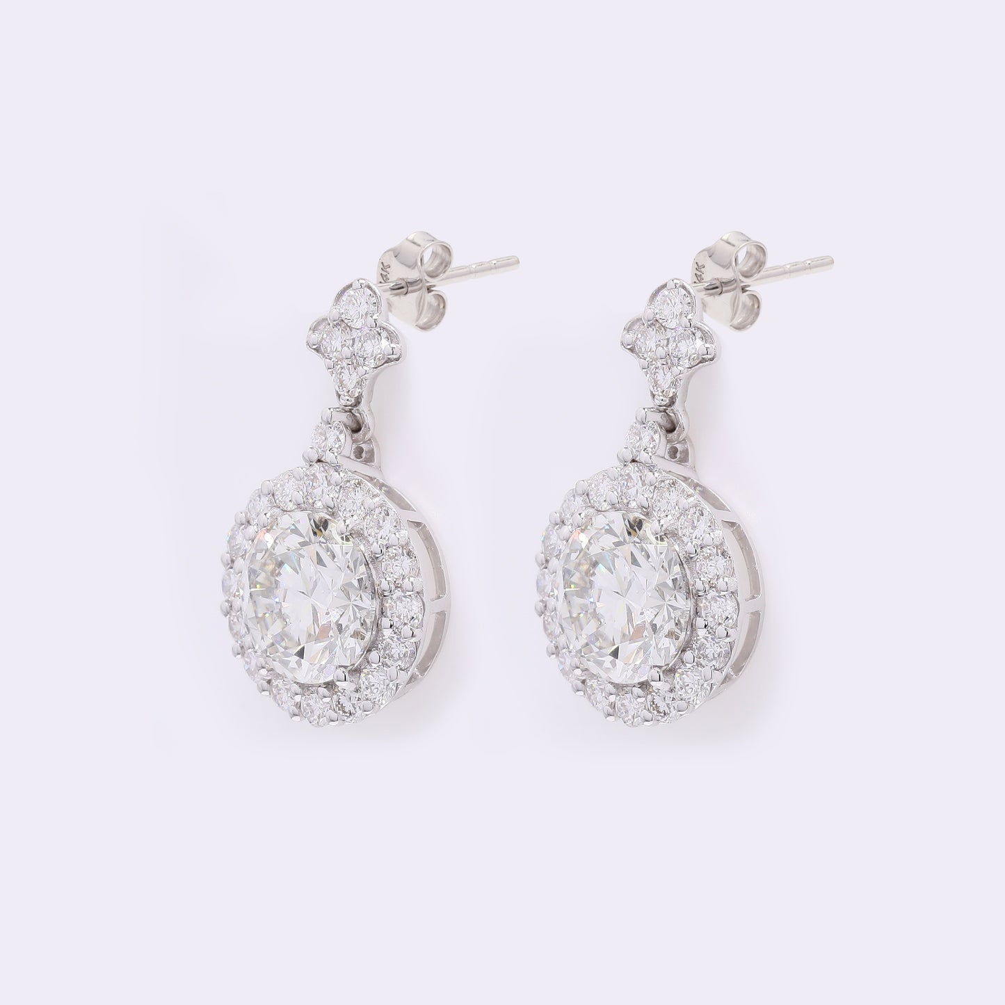 4.52 Carats Lab Grown Diamond 14K Gold Earrings