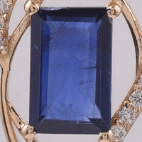 1.48 Ct Rectangle Step Cut Natural Sapphire 14K Gold Pendant