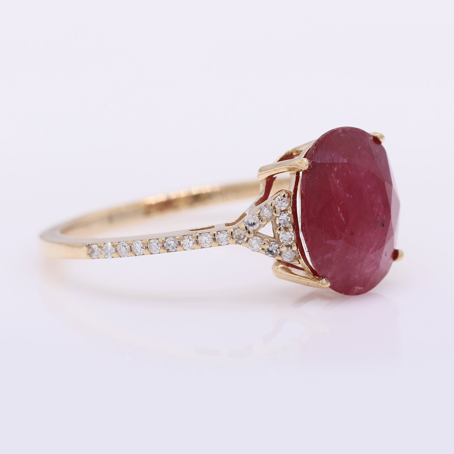 3.50 Ct Oval Mixed Cut Natural Ruby 14K Gold Ring