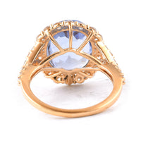 10.35 Ct Oval Blue Sapphire 18K Gold Ring