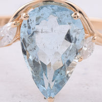 1.63 Ct Pear Natural Aquamarine 14K Gold Ring