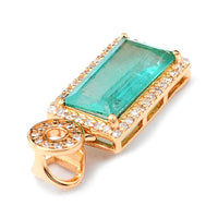 1.55 Ct Octagon Step Cut Natural Emerald 14K Gold Pendant