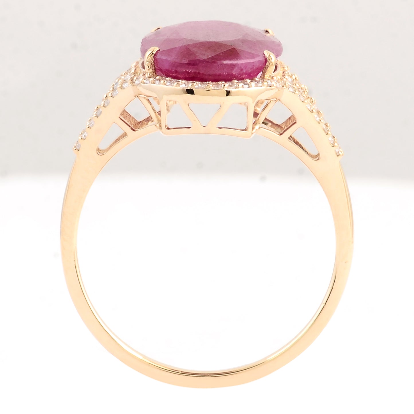 6.20 Ct Oval Mixed Cut Natural Corundum Ruby 14K Gold Ring