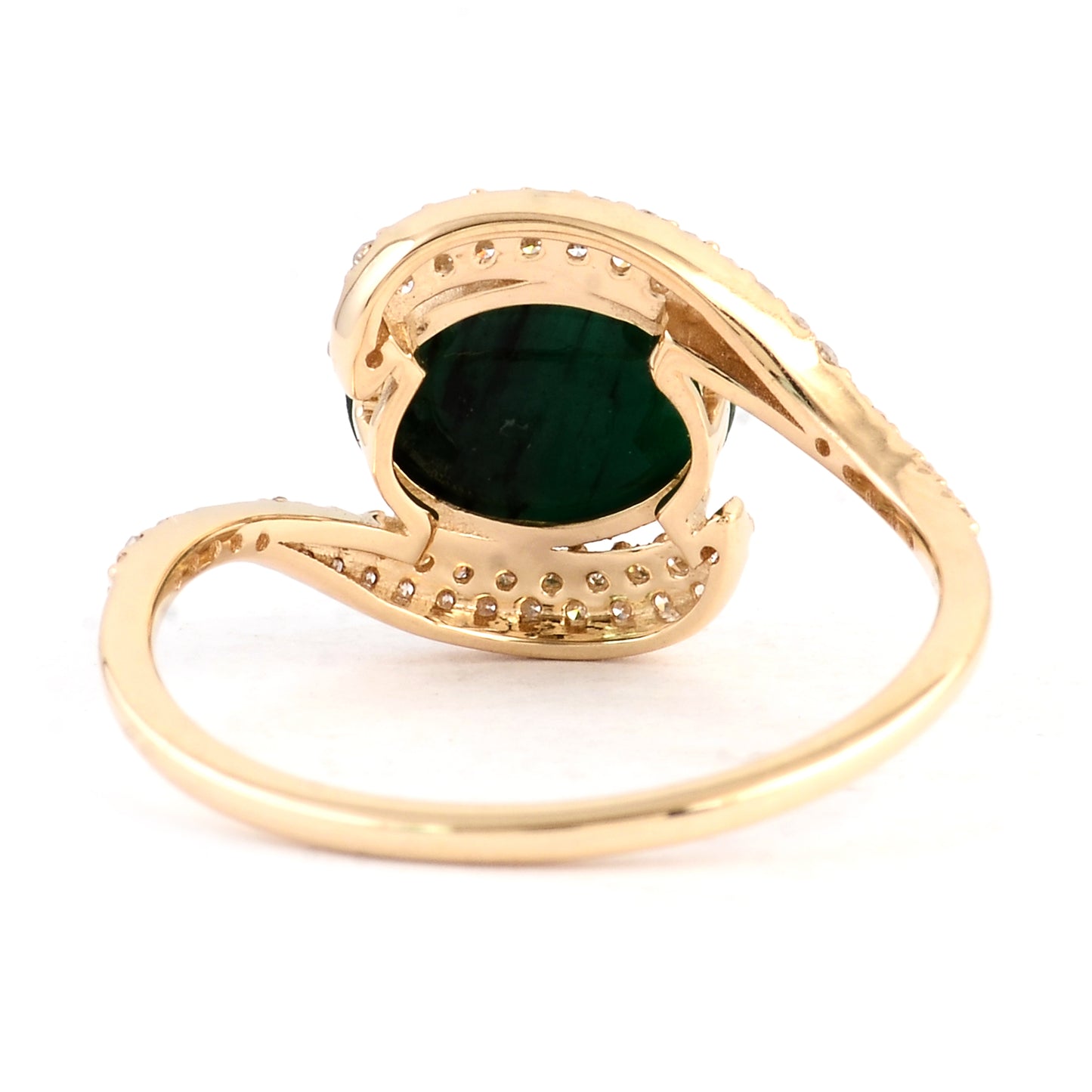 1.95 Ct Oval Cabochon Natural Beryl Emerald 14K Gold Ring