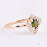 0.44 Ct Oval Natural Green Tourmaline 14K Gold Ring