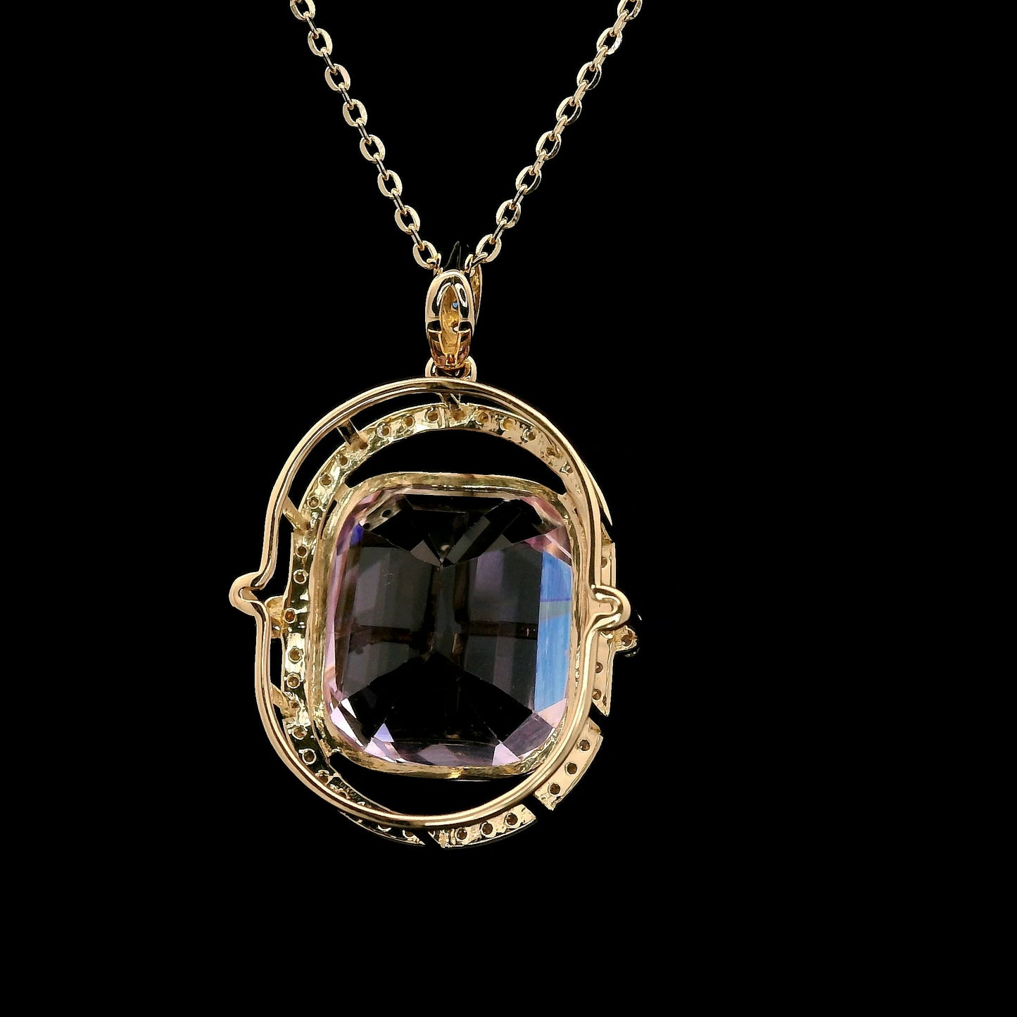 10.06 Ct Cushion Kunzite 14K Gold Pendant