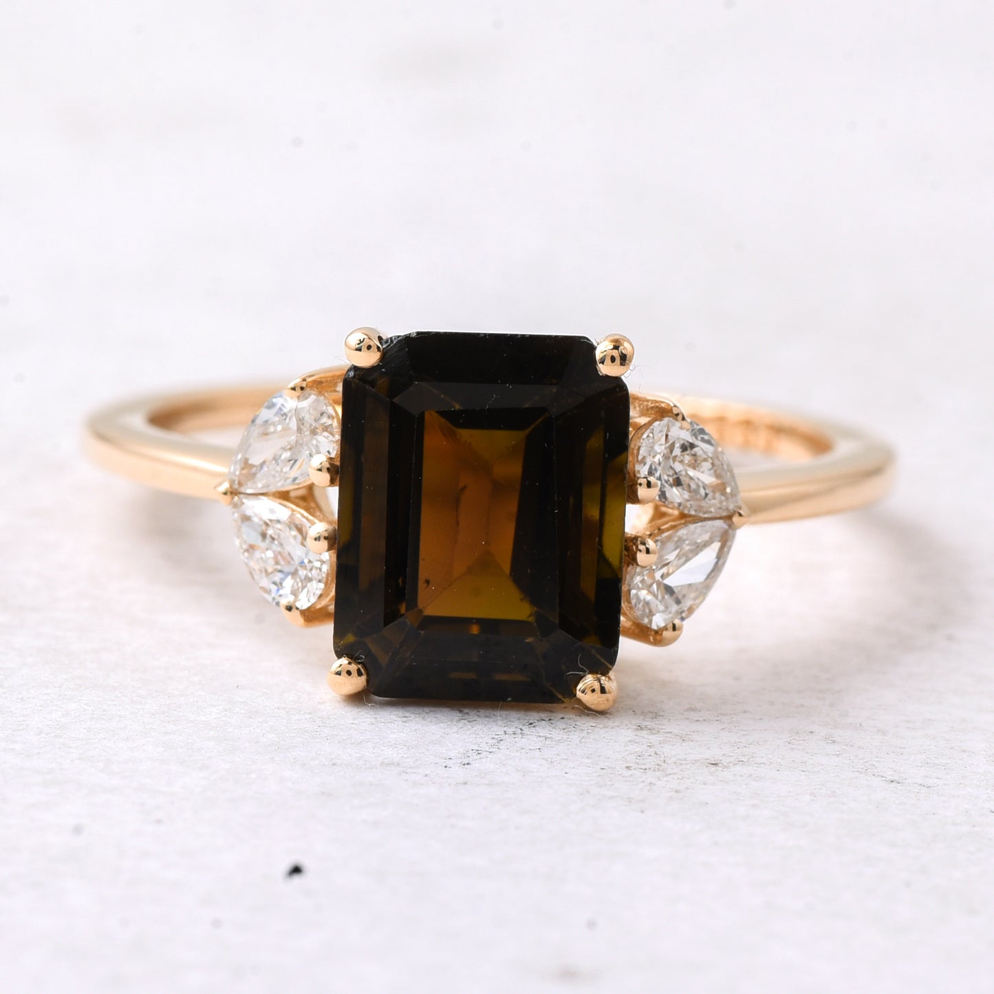 2.65 Ct Octagon Step Cut Natural Tourmaline 14K Gold Ring