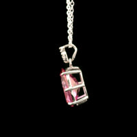 4.76 Ct Oval Pink Topaz, White Zircon 925 Sterling Silver Pendant