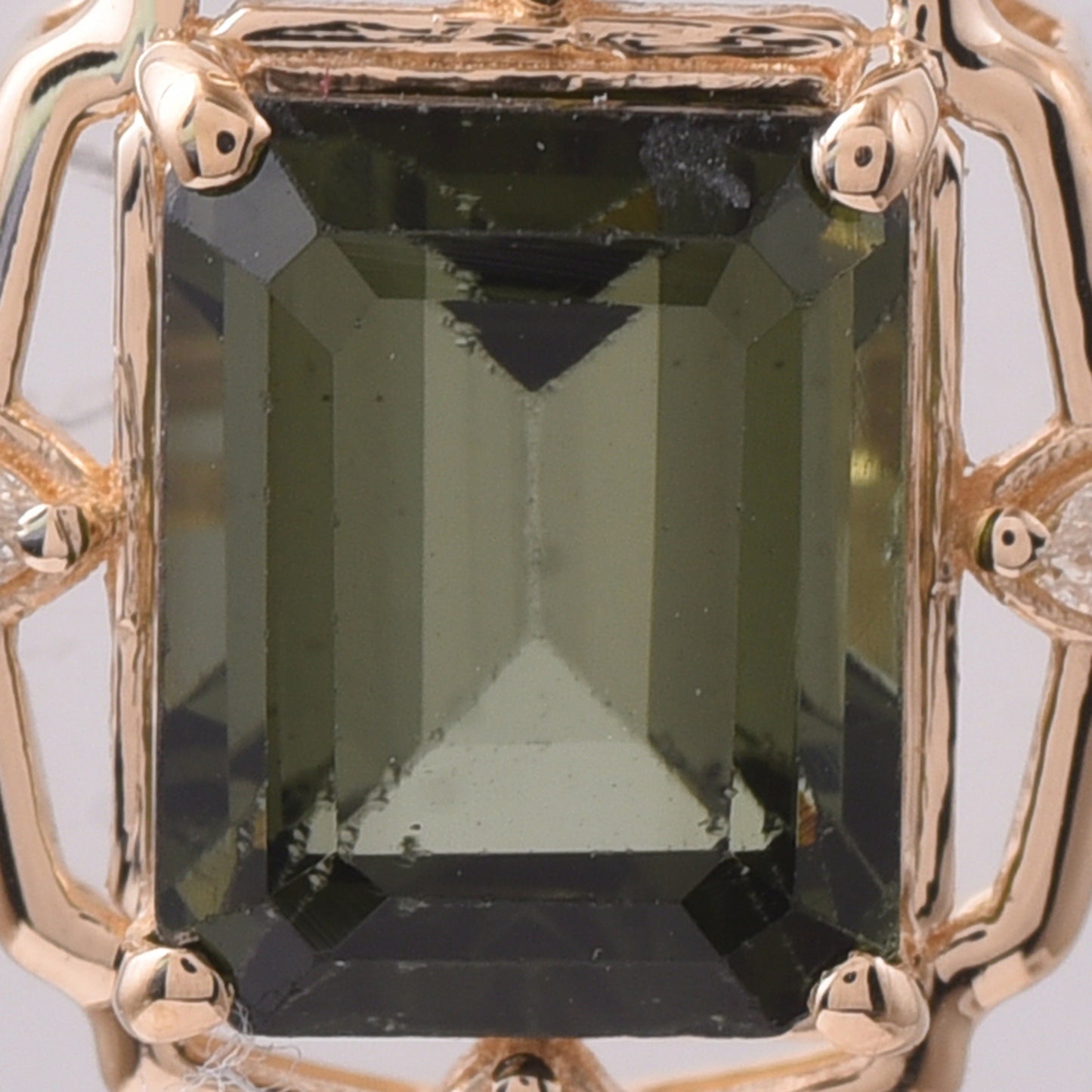 3.31 Ct Octagon Step Cut Natural Tourmaline 14K Gold Pendant