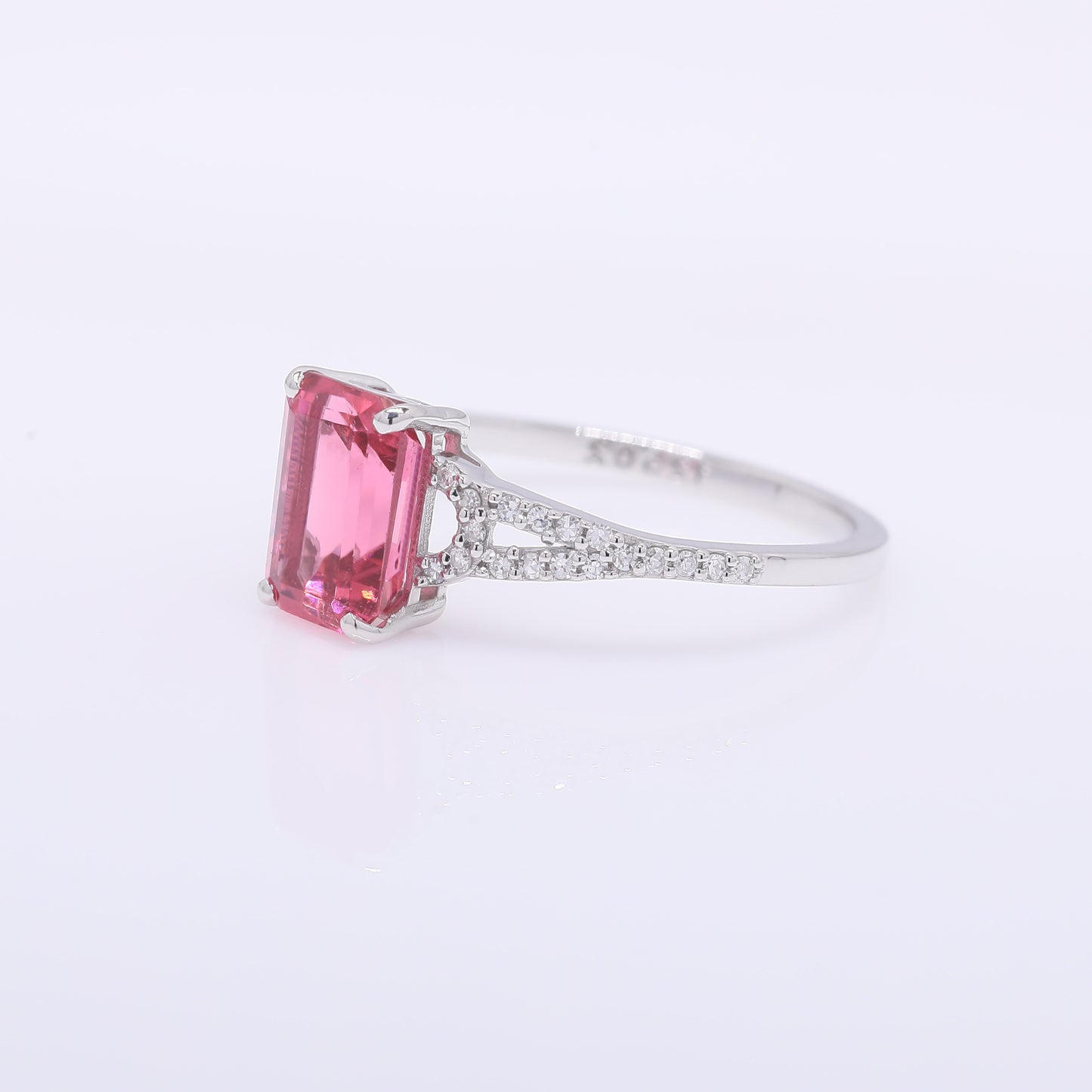 1.81 Ct Octagon Step Cut Natural Pink Tourmaline 950 Platinum Ring