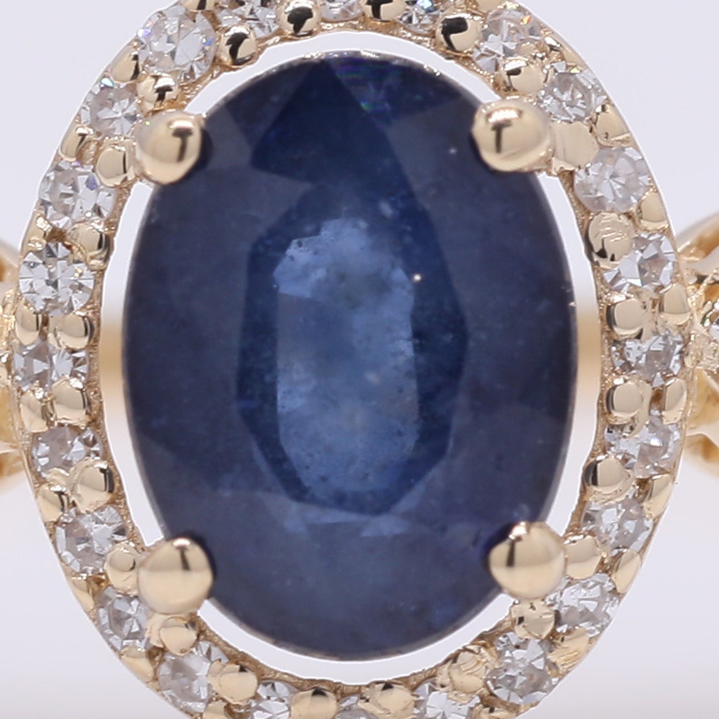 1.39 Ct Oval Mixed Cut Natural Sapphire 14K Gold Ring