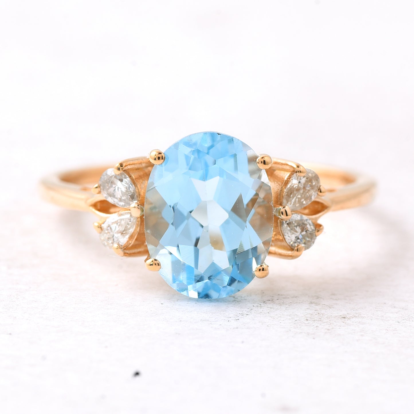 2.53 Ct Oval Mixed Cut Natural Topaz 14K Gold Ring