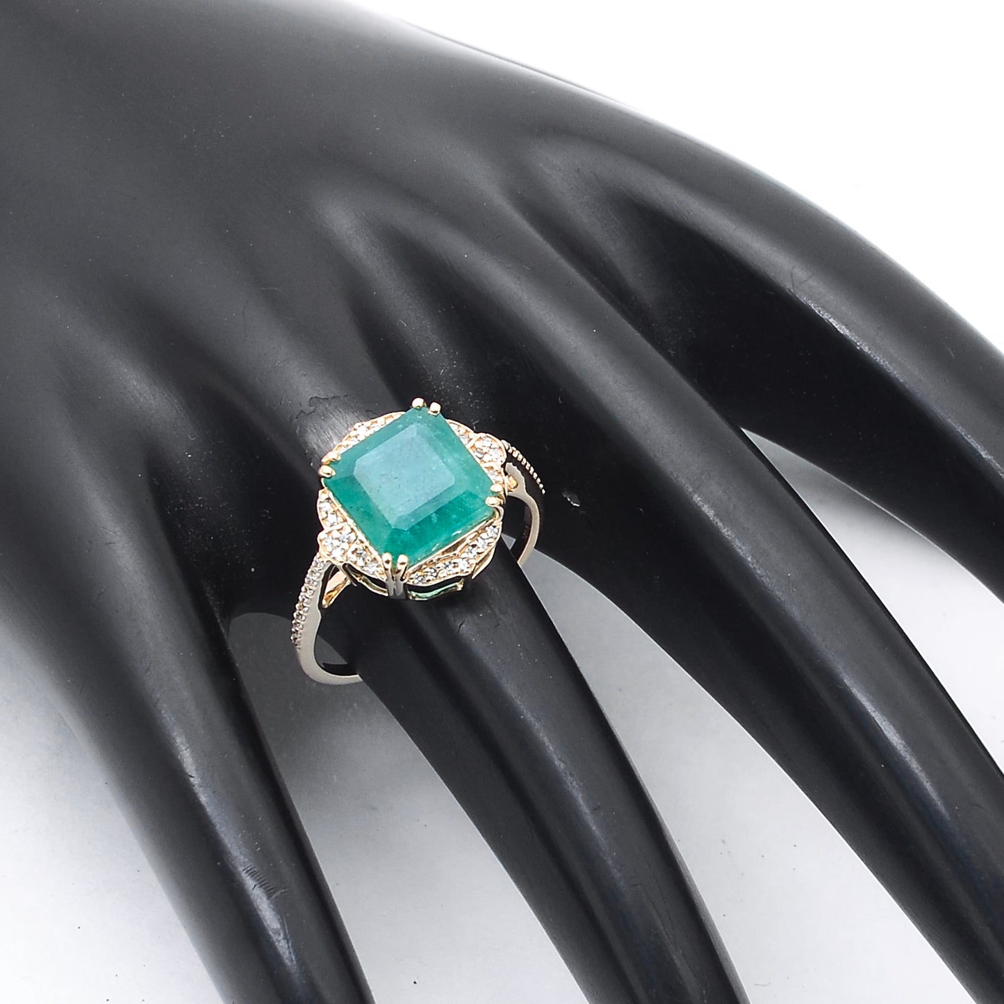 3.75 Ct Octagon Step Cut Natural Emerald 14K Gold Ring