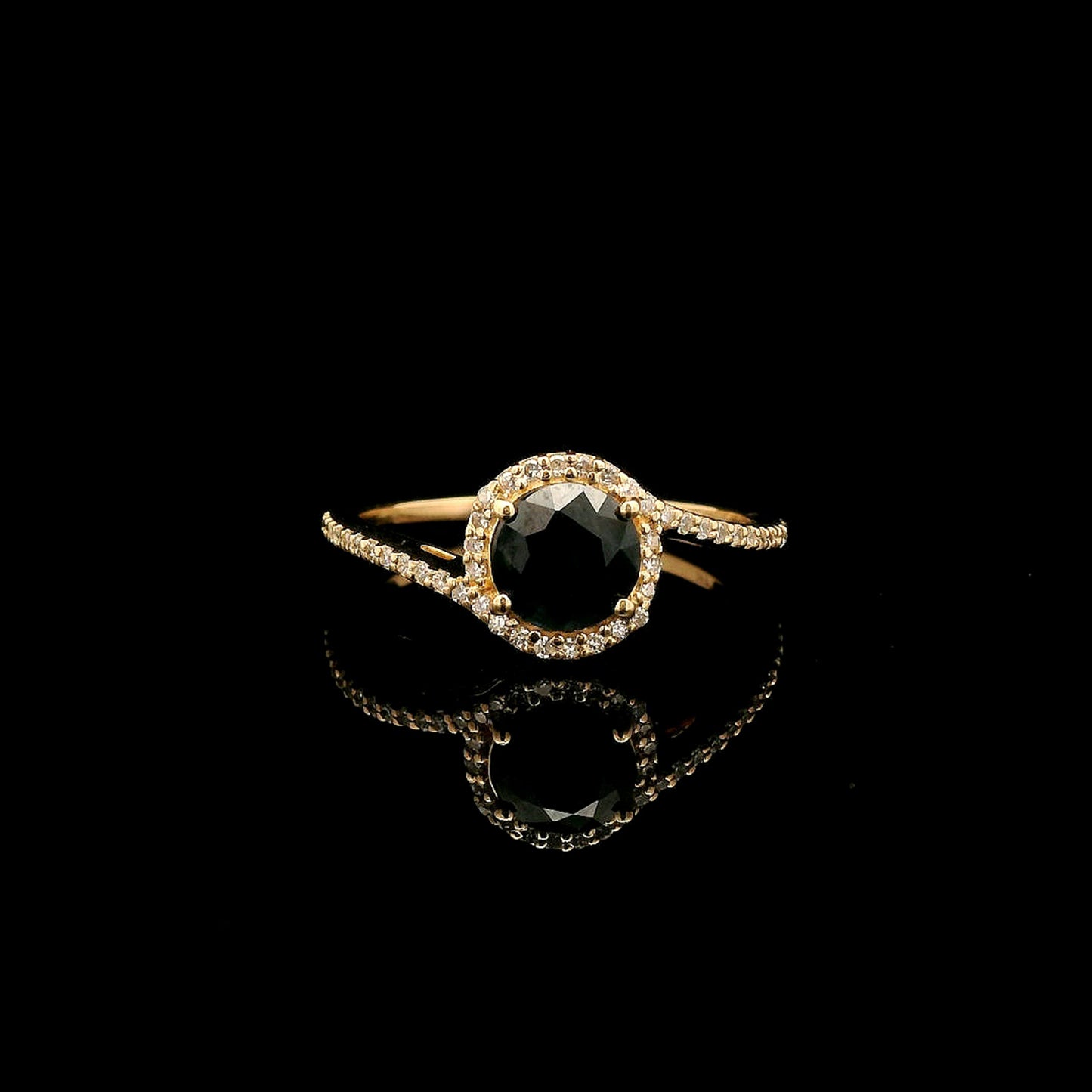 1.10 Ct Round Mixed Cut Natural Sapphire 14K Gold Ring