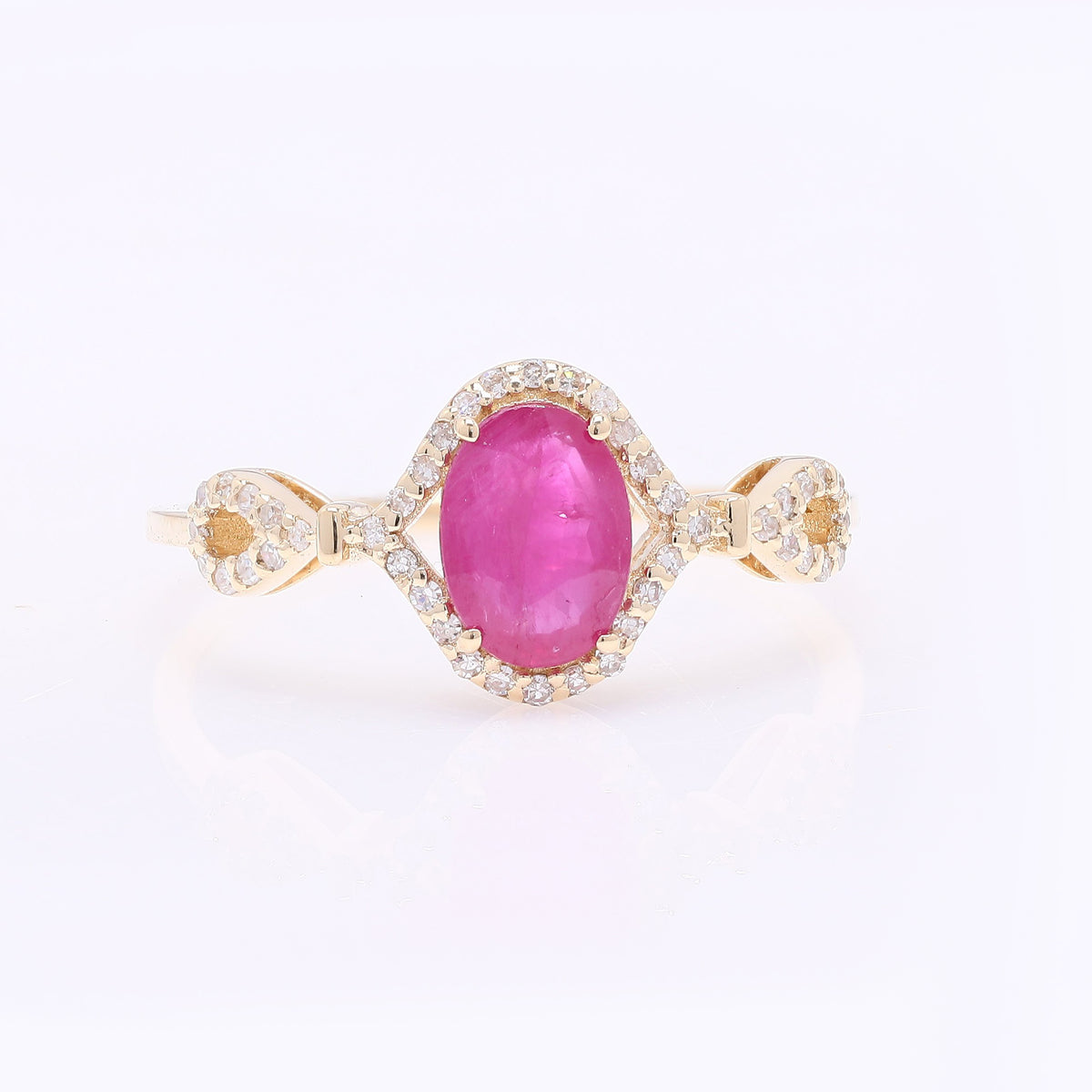 1.03 Ct Oval Mixed Cut Natural Ruby 14K Gold Ring