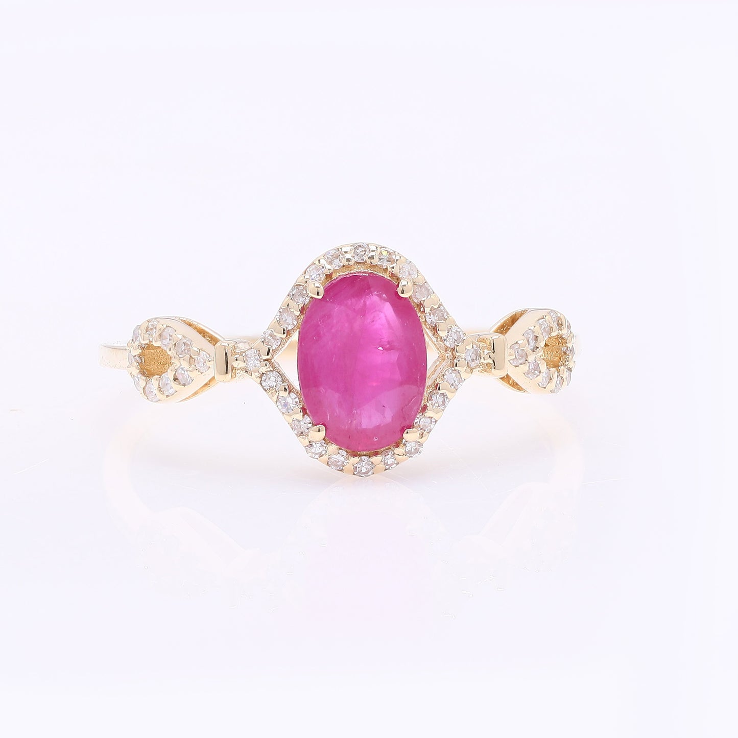 1.03 Ct Oval Mixed Cut Natural Ruby 14K Gold Ring