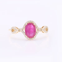 1.03 Ct Oval Mixed Cut Natural Ruby 14K Gold Ring