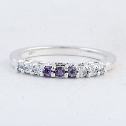 0.45 Ct Round Amethyst 925 Sterling Silver Ring