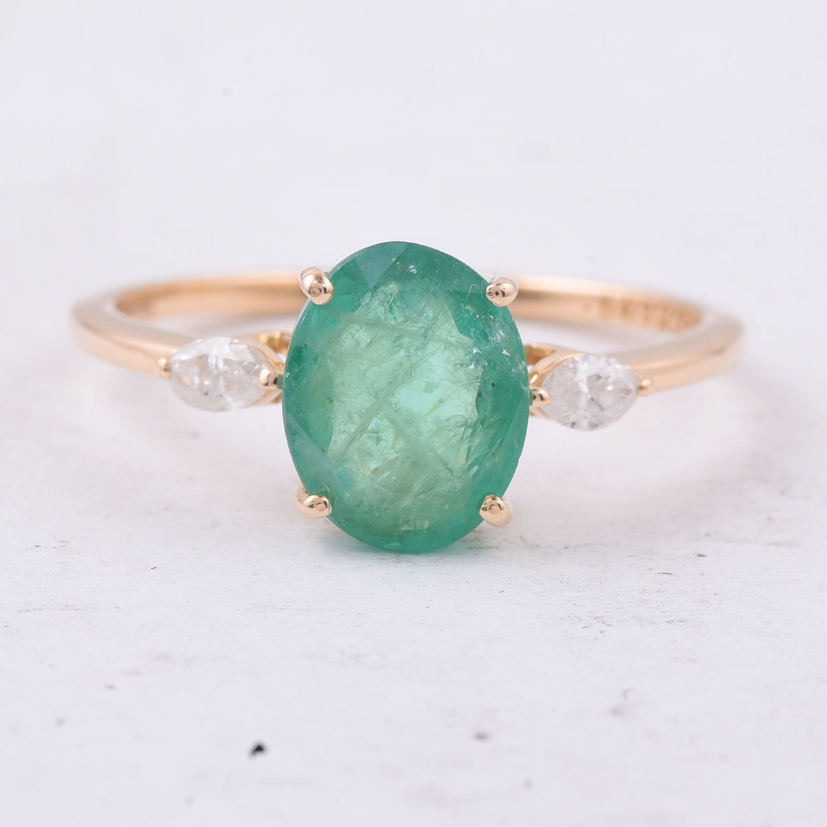 1.89 Ct Oval Natural Emerald 14K Gold Ring