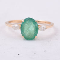 1.89 Ct Oval Natural Emerald 14K Gold Ring
