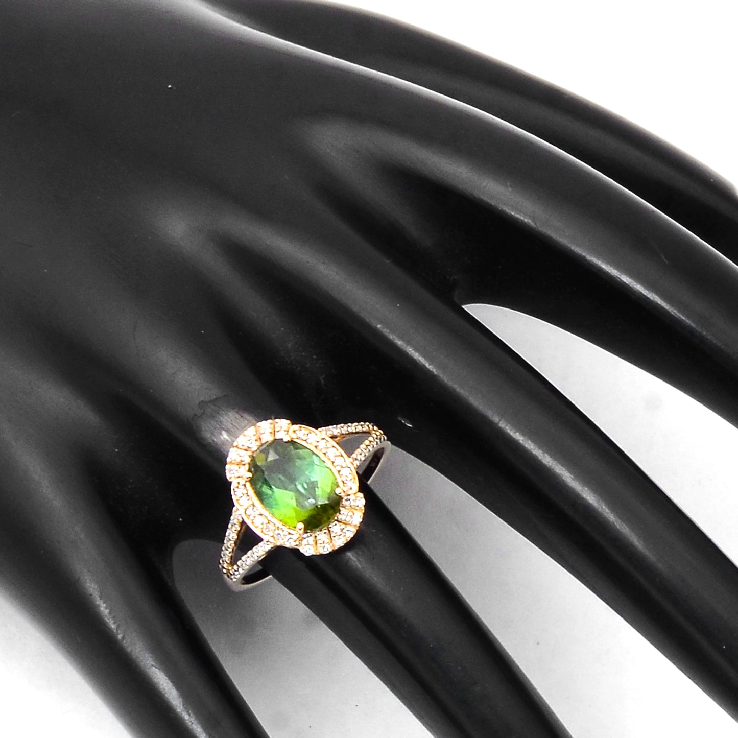 1.72 Ct Oval Mixed Cut Natural Tourmaline 14K Gold Ring