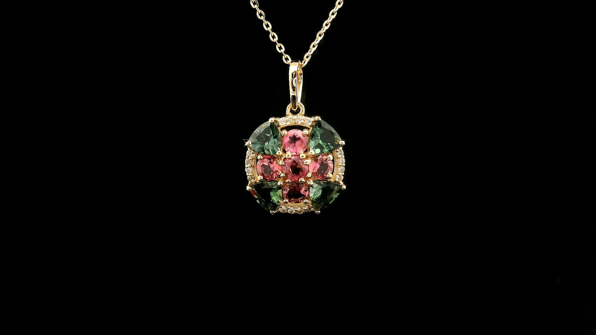 1.37 Ct Trillion Tourmaline 14K Gold Pendant