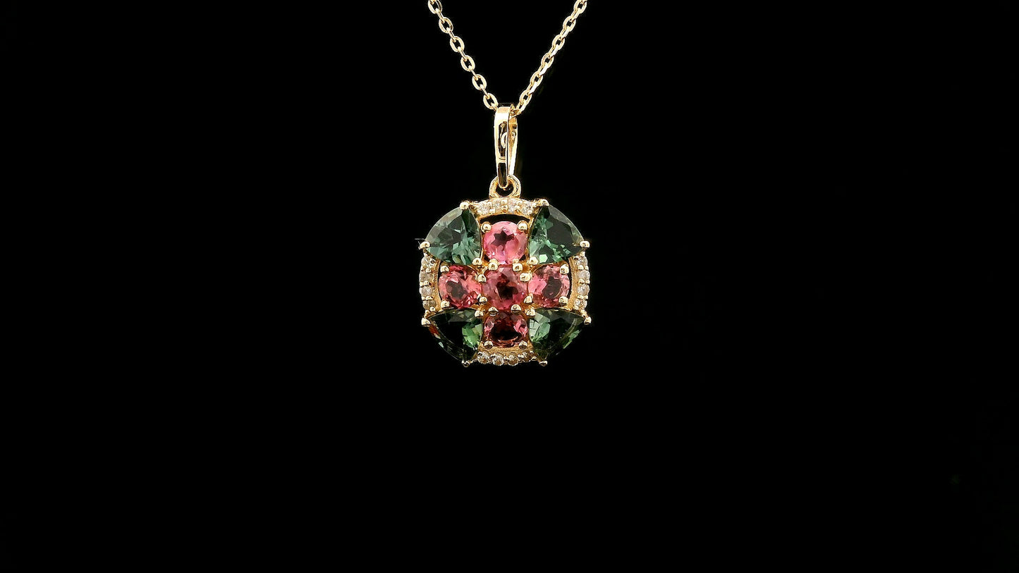 1.37 Ct Trillion Tourmaline 14K Gold Pendant