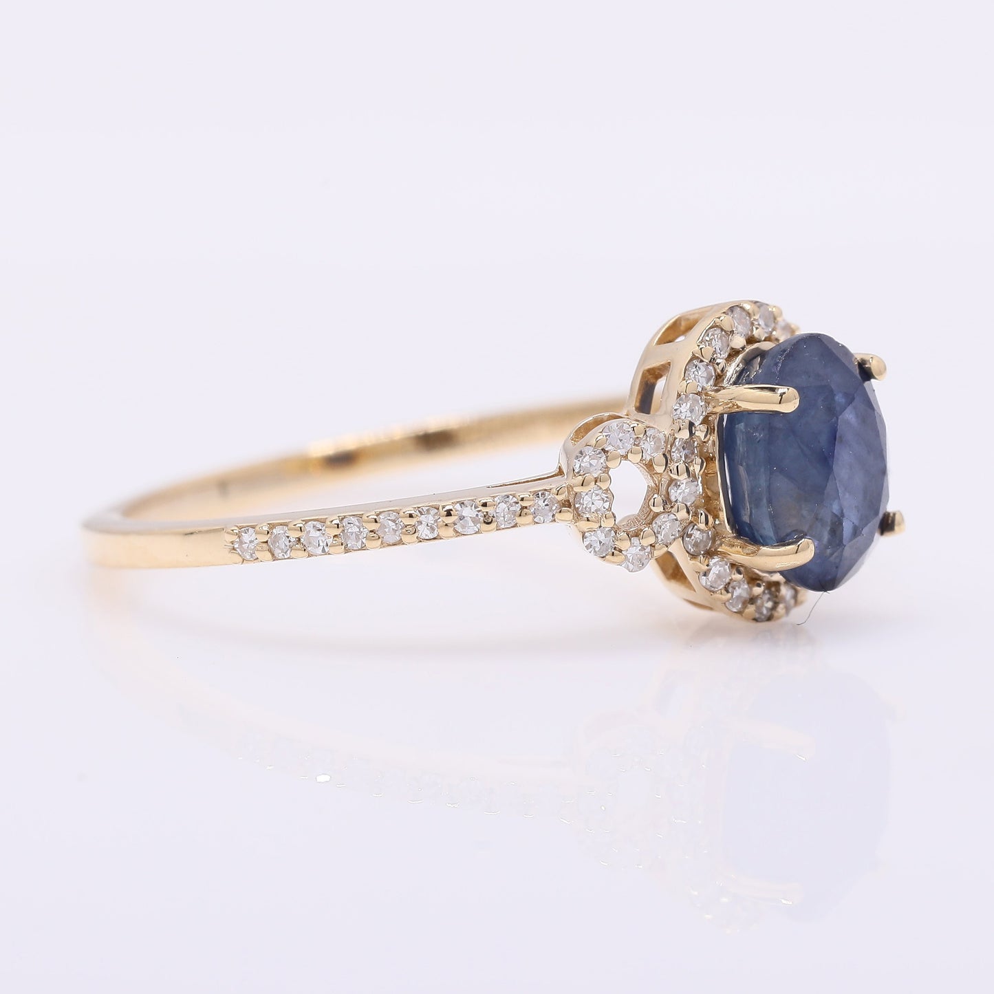 1.67 Ct Oval Mixed Cut Natural Sapphire 14K Gold Ring