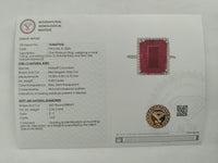 9.81 Ct Rectangular Step Cut Natural Corundum Ruby 950 Platinum Ring