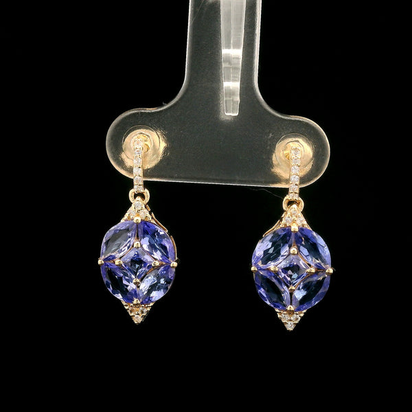 1.78 Ct Marquise Tanzanite 14K Gold Earrings