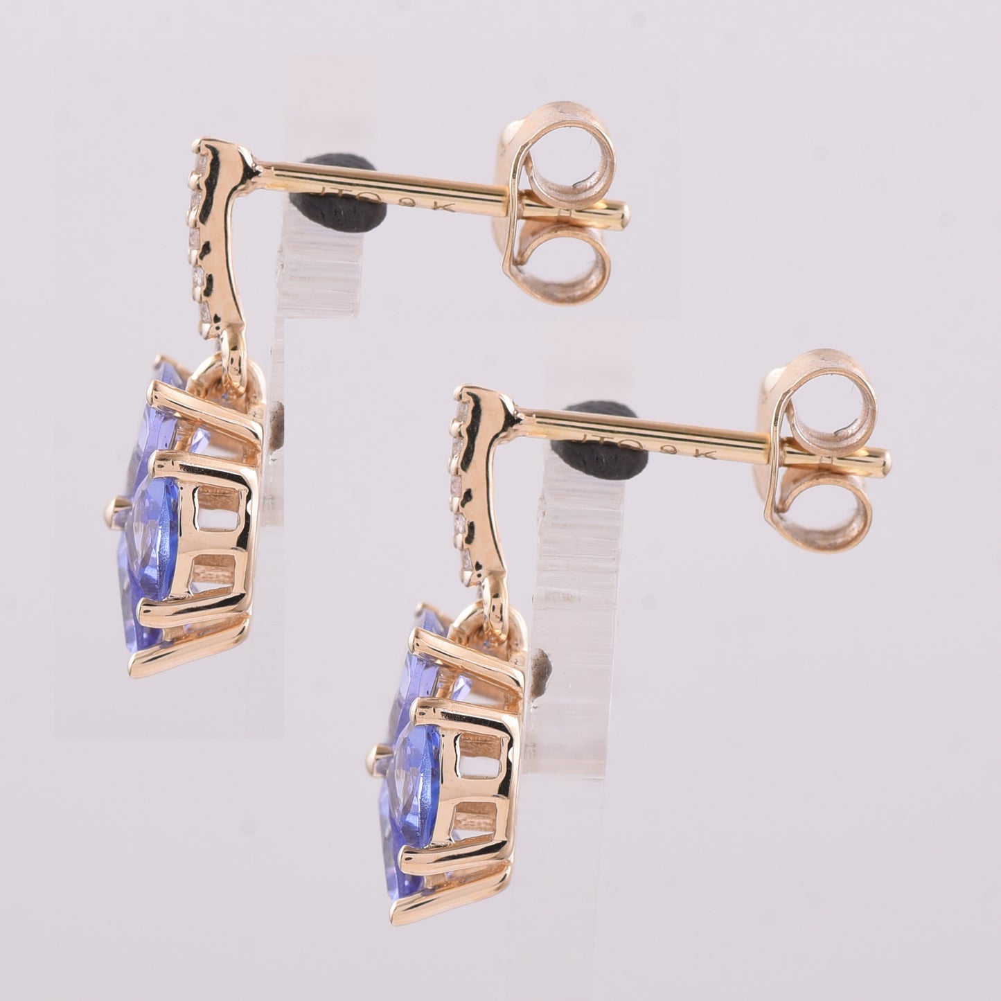 1.68 Ct Trillion Tanzanite 9K Gold Earrings