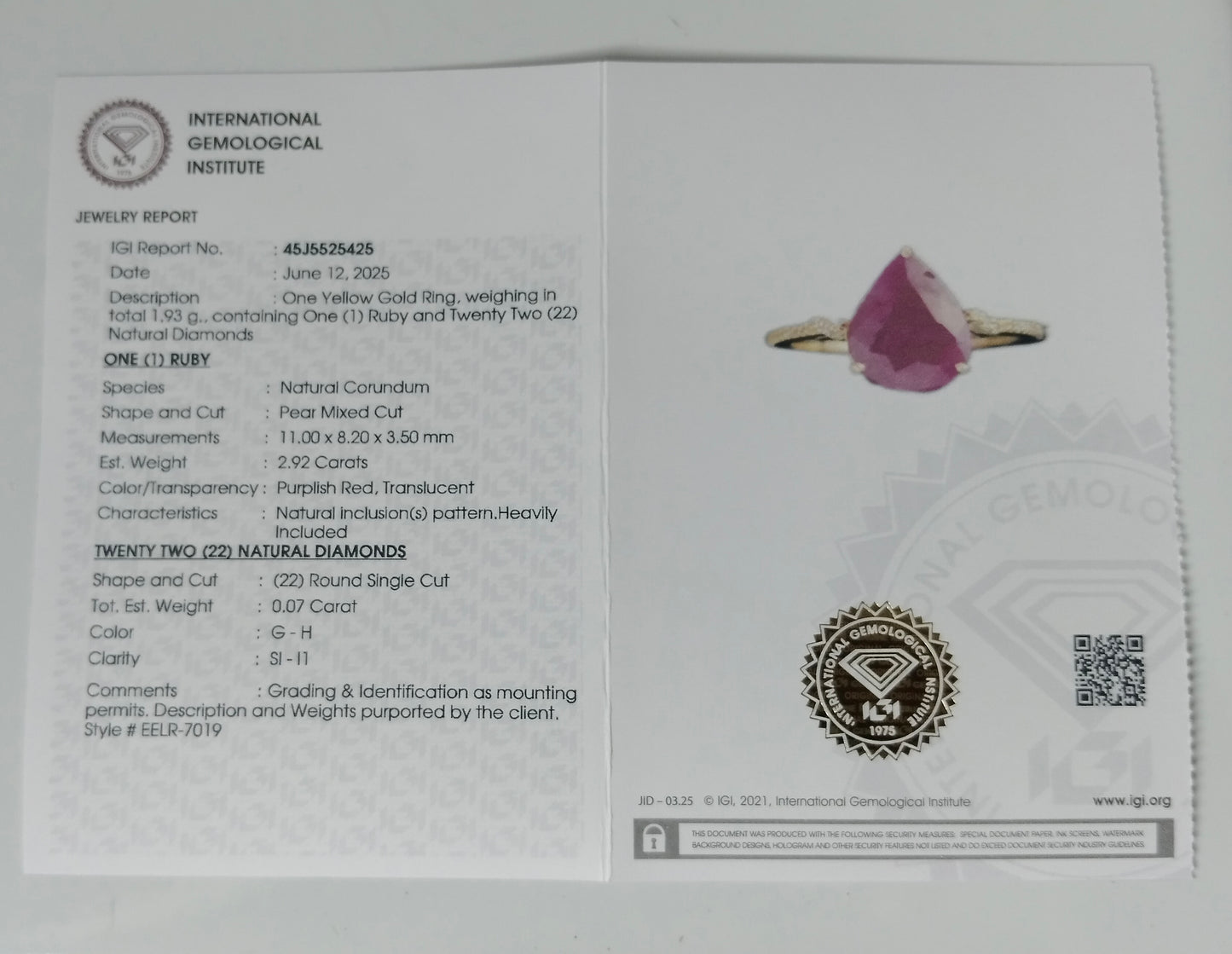 2.99 Ct Pear Mixed Cut Natural Corundum Ruby 14K Gold Ring