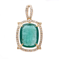 2.93 Ct Cushion Natural Emerald 14K Gold Pendant