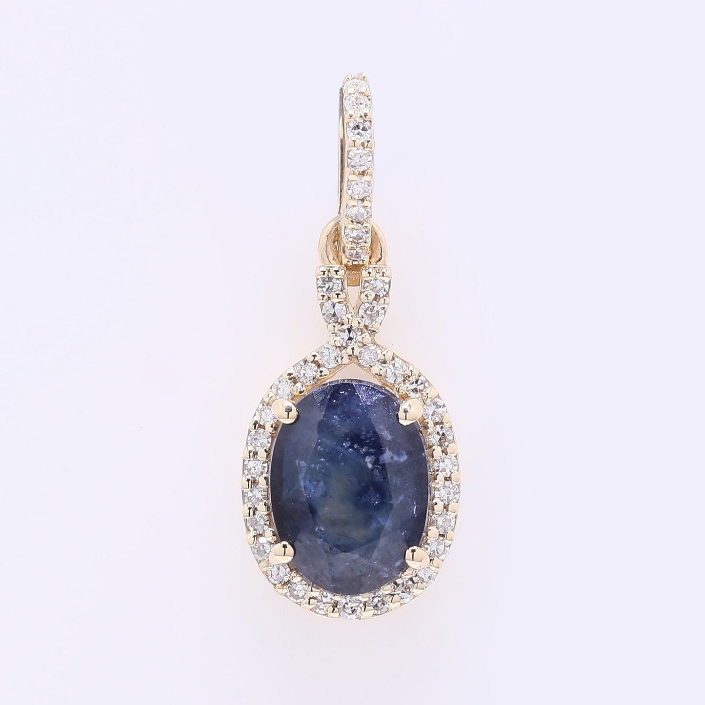 1.78 Ct Oval Mixed Cut Natural Sapphire 14K Gold Pendant