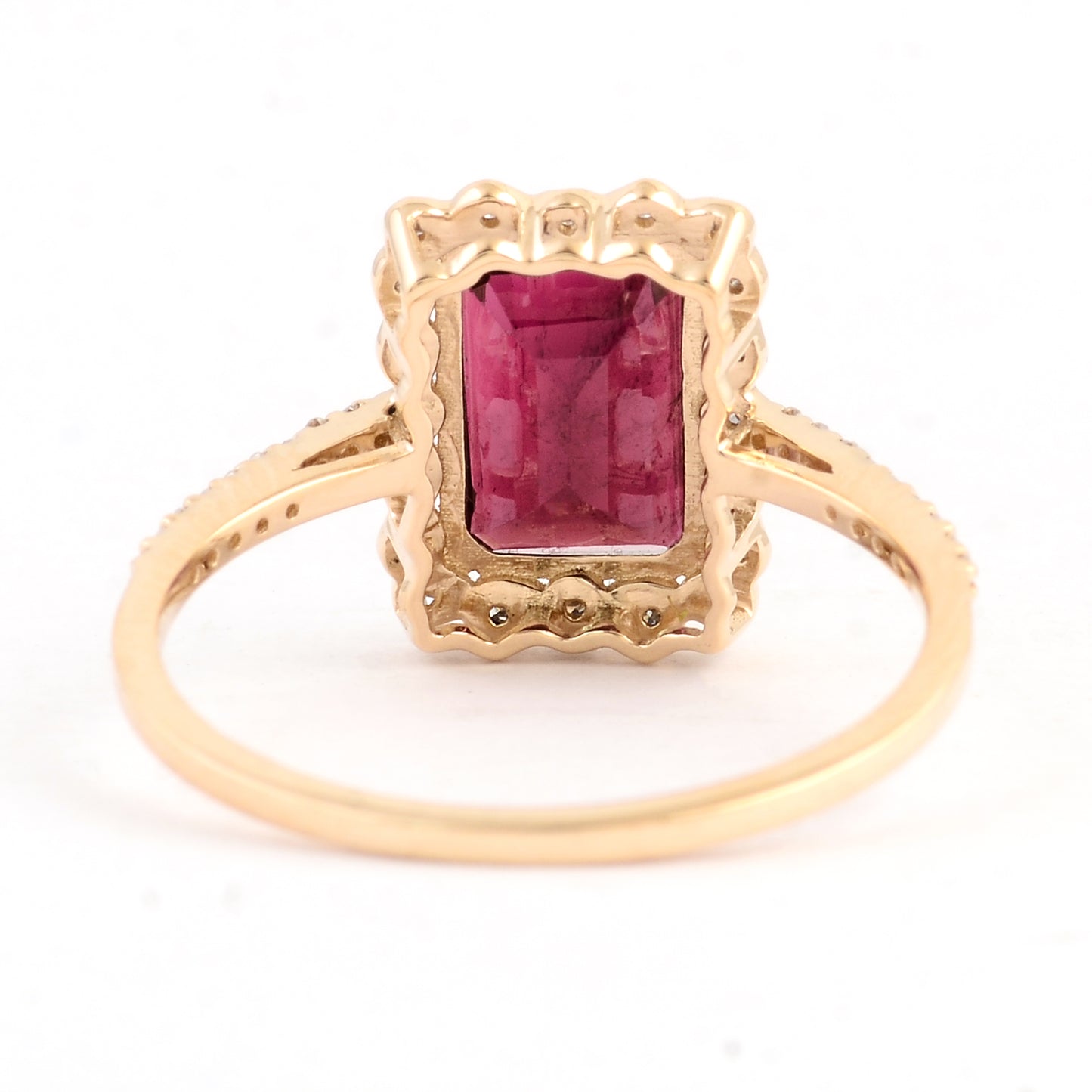 2.26 Ct Emerald Cut Natural Tourmaline 14K Gold Ring