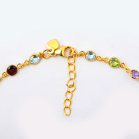 5.93 Ct Round Garnet, Peridot, Blue Topaz, Citrine, Amethyst 925 Sterling Silver Anklet