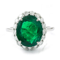 6.24 Ct Oval Emerald 950 Platinum Ring