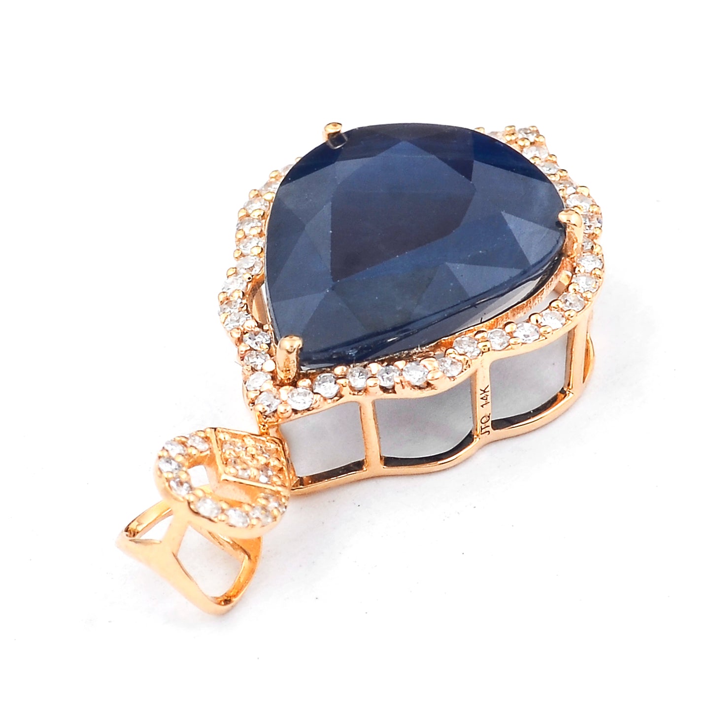 5.47 Ct Pear Mixed Cut Natural Sapphire 14K Gold Pendant
