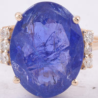 6.81 Ct Oval Natural Tanzanite 14K Gold Ring