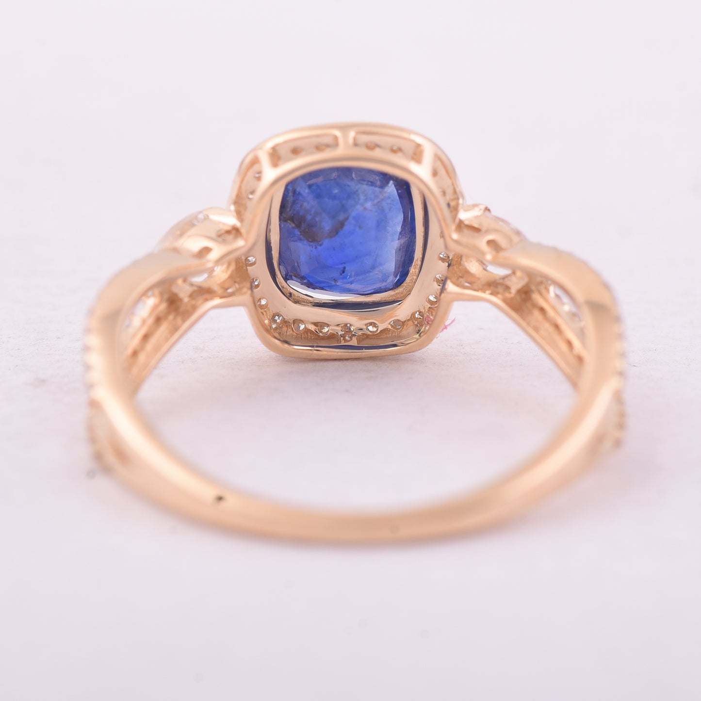 2.07 Ct Cushion Mixed Cut Natural Sapphire 14K Gold Ring