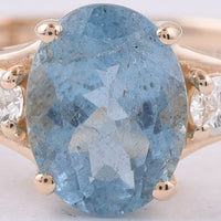 1.40 Ct Oval Natural Aquamarine 14K Gold Ring