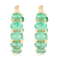 4.87 Carat Oval Mixed Cut Natural Beryl Emerald 14K Gold Earrings
