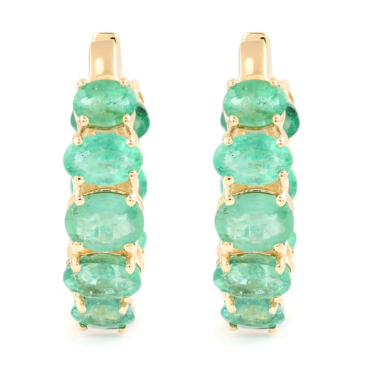 4.87 Carat Oval Mixed Cut Natural Beryl Emerald 14K Gold Earrings
